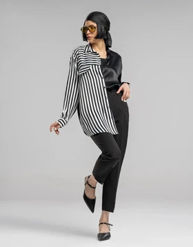 ساتن پیش دورنگ ساده و راه راه