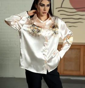 شومیز ساتن مجلسی طرحدار زنانه