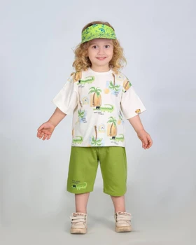 ست تیشرت شلوارک طرح نخل مناسب 1 تا 5 سال