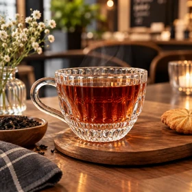 فنجان چای خوری شیاردار DELI GLASS