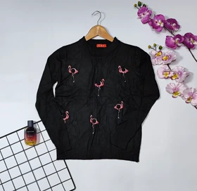 بلوز بافت گپ وارداتی مدل فلامینگو کد 40153 (مشکی)