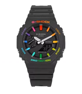 ساعت مردانه جی شاک GA2100 مشکی رنگین کمانی