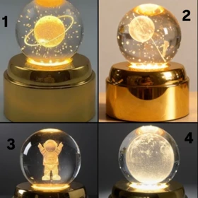 چراغ خواب گوی کریستال طرحدار/ گردان / سایز کوچک