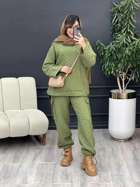 ست هودی و شلوار طرح لوزی