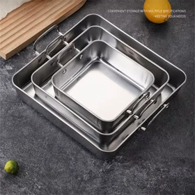 تابه سرو مربع استیل دسته دار سیلور