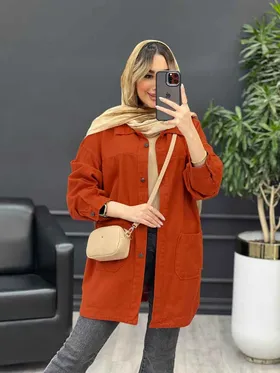 مانتو کتان برش‌دار دو جیب