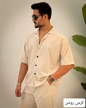 پیراهن مردانه لینن استین کوتاه_کد4385