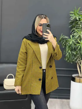 کت چهارخونه چهار دکمه