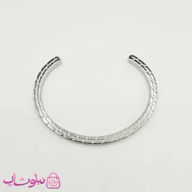بنگل مردانه طرح آجری اسپرت نقره ای رنگ استیل کد 1991