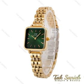 ساعت DW زنانه مربعی بند فلزی طلایی صفحه سبز DW-4814-L