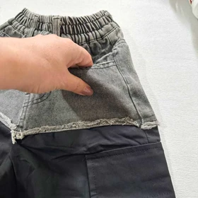 شلوار ترکیبی جین و کتان بچه گانه مدل بگ اورجینال