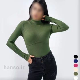 بادی آستین بلند یقه اسکی وسط مغزی کد 5208 (6 رنگ)