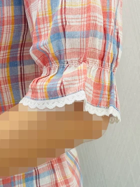 بلوز آستین کوتاه چهارخونه زنانه