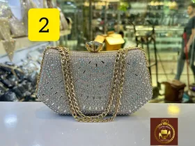 کیف مجلسی زنانه نگین شیشه دسته زنجیری