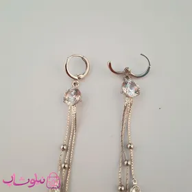 گوشواره زنانه آویز بلند ژوپینگ نقره ای