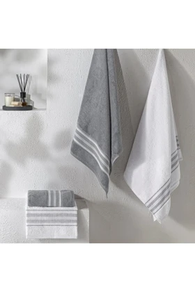 ست حوله حمام Taç مدل Rope Pure Cotton پنبه - ذغالی