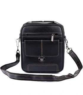 کیف دوشی چرم قفل ناخنی مدل AP/19650 (مشکی)