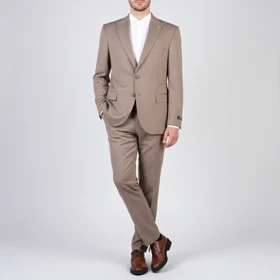 کت و شلوار دو دکمه نسکافه ای راه راه