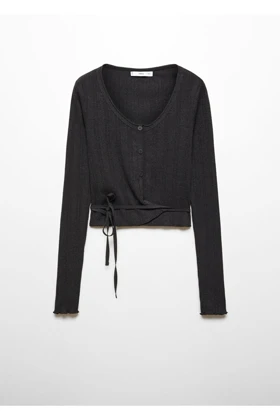 ژاکت کش باف پشمی زنانه اورجینال منگو mango