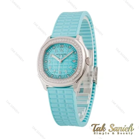 ساعت پتک فیلیپ آکوانا زنانه سیلور آبی نگین‌دار Patek-5609-L