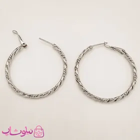 گوشواره زنانه حلقه‌ای بزرگ ژوپینگ نقره ای