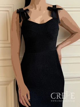 پیراهن دکلته مخمل طرح حصیری