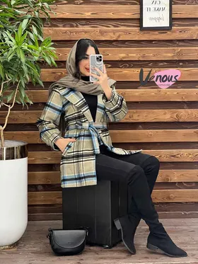 پالتو چهارخونه کمردار