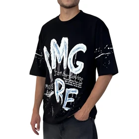 تیشرت آستین کوتاه مردانه مشکی طرح گرافیکی