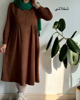 پیراهن مانتویی پاییزه آنیل جیب‌دار 3