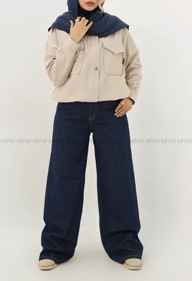 بامبر کتان کج راه جلو زیپ کد1004649