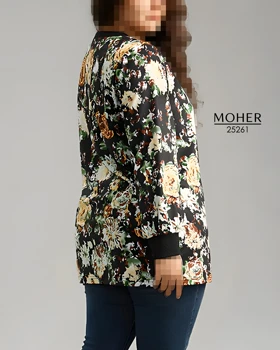 بلوز زنانه سایز بزرگ طرح گل زمینه مشکی