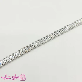 گردنبند زنانه تنیسی نقره ای با نگین باگتی سفید کد 248