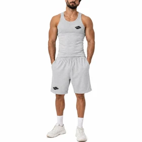 ست رکابی و شلوارک ورزشی مردانه G Wear مدل 5F0604 طوسی روشن