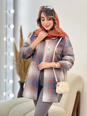 مانتو چهارخونه جیب پاکتی ساغر
