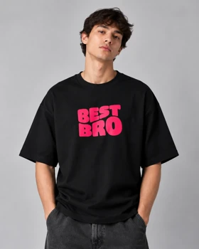 تیشرت پارچه پنبه ماکان درجه یک / چاپ BEST BRO / مشکی