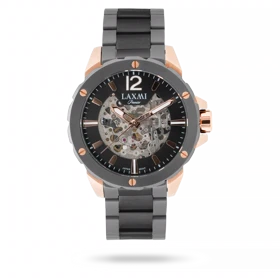 ساعت مچی مردانه لاکسمی بند استیل دو رنگ دودی رزگلد کد Laxmi 8154/5