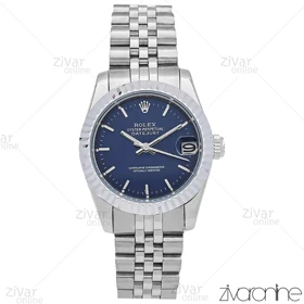 ساعت رولکس دیت جاست زنانه نقره ای صفحه سرمه ای مدیوم 106541