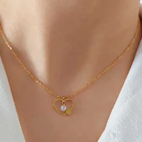 گردنبند قلبی تک نگین