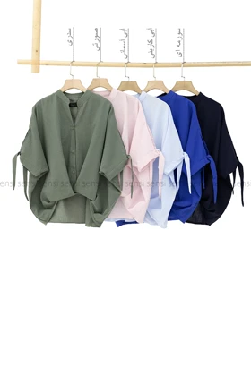 شومیز جلو پیج آستین بندی کد 1005460