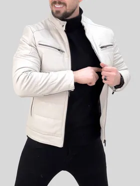 کاپشن چرم 608 سفید