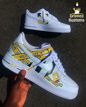 کفش اسپرت کاستوم کتانی با طرح Off White نایک nike ایرفورس air force کد 88047
