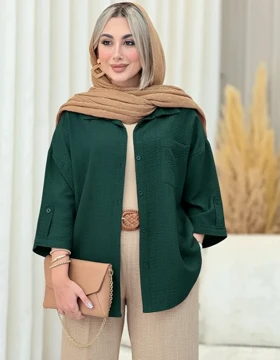 شومیز تک جیب ترانه شانتون ژاکارد 38 تا 46 قد 64 کد 806