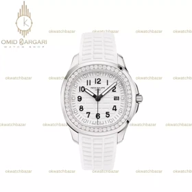 ساعت مچی پتک فیلیپ زنانه بند سفید دورنگین Patek Philippe Nautilus