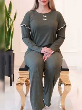 بلوز شلوار پاپیون چین‌دار 3673