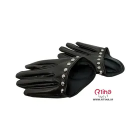 دستکش نیمه انگشتی چرم کوتاه مدل اسپایک دار نوجوان (20-10سال)