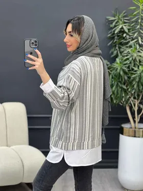 مانتو ترکیبی دو جیب پاکتی