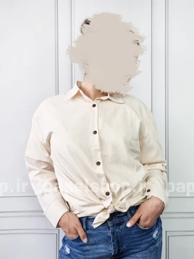 شومیز مانتویی راه راه آستین بلند