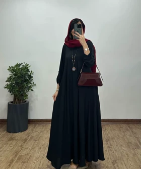 پیراهن مانتویی بلند دلفان مشکی