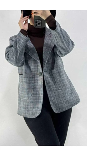 کت دو جیب چهارخونه زنانه 44174