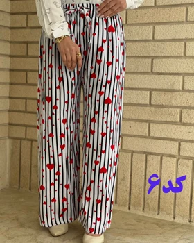 شلوار نخی خارجی طرح دار 6902